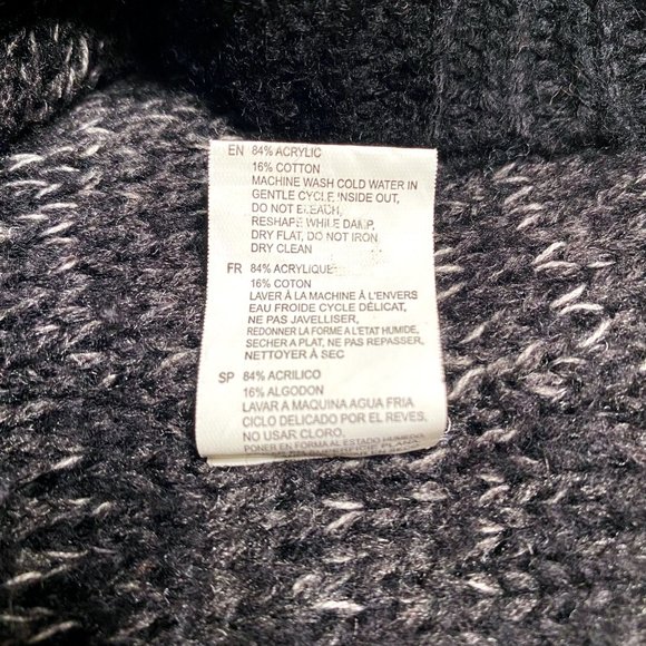 RD Style Fringe Marled Knit Charcoal Cowl Turtleneck High / Low Sweater - Picture 6 of 7